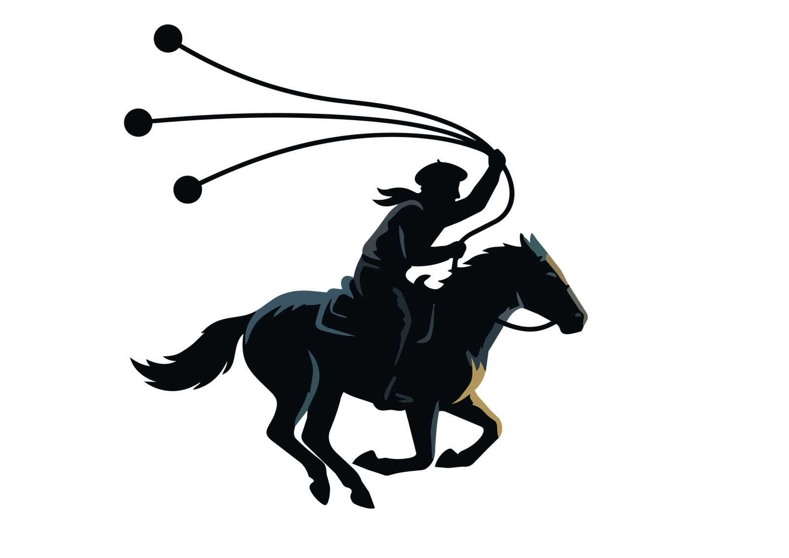 LhR — the hunter at full gallop, boleadoras raised